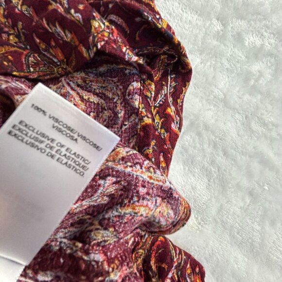 Lucky Brand Womens V-Neck Paisley Print Long Sleeve High Low Blouse Red New $99 - Picture 5 of 8